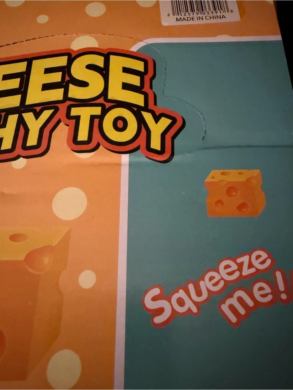 Cheese Sensory Squeezable Toy - Orange